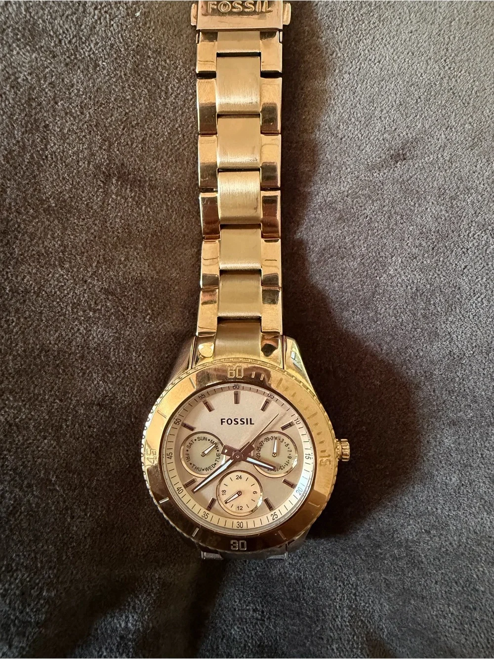 Fossil Gold Tone Watch with White Dial